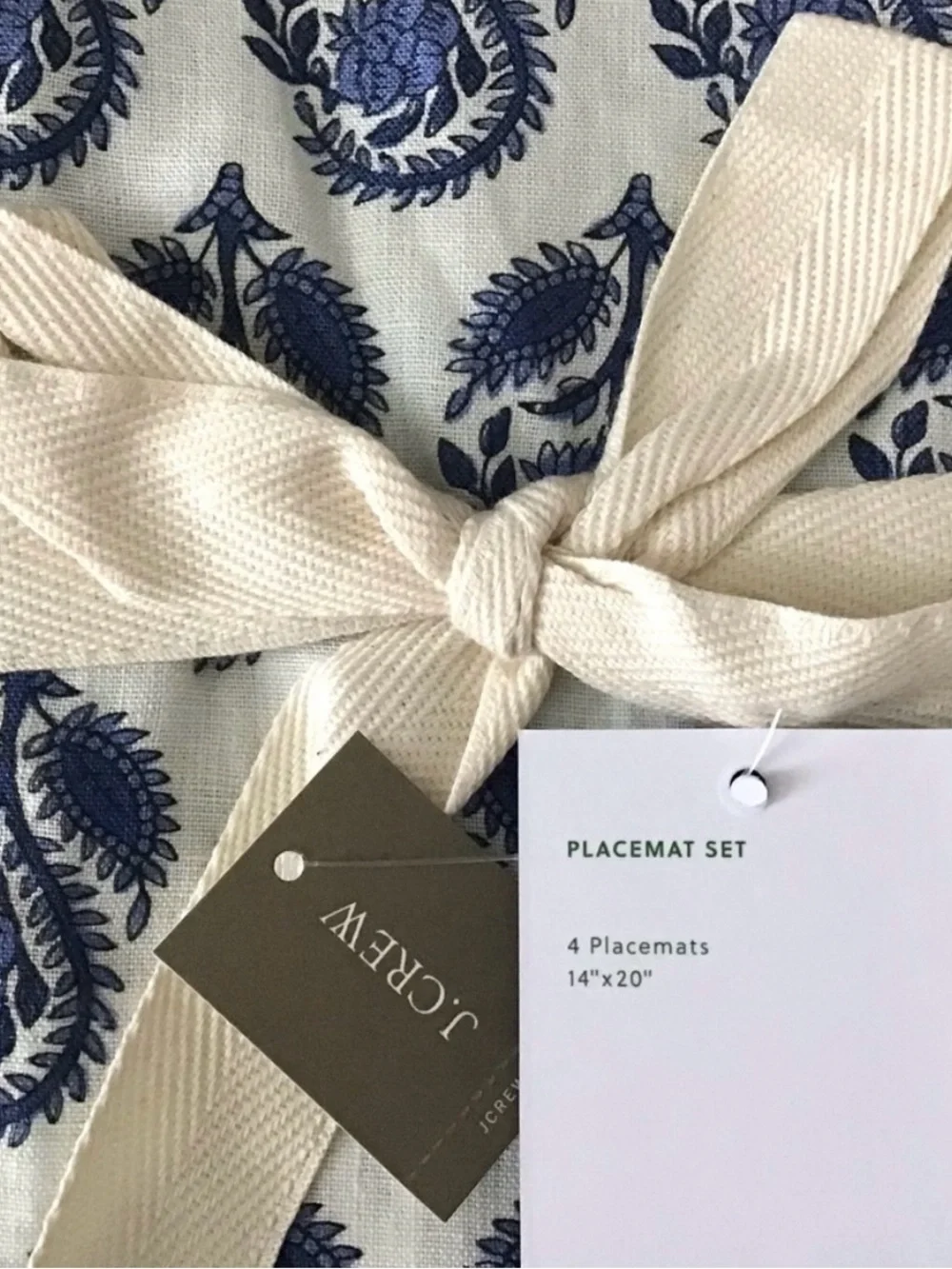 NWT J. Crew Linen Placemats in Bouquet Block Print (Set of 4)